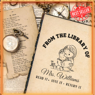 From The Library Of   Kids Reading Book Teacher Self-inking Stamp