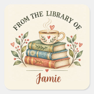 From the Library of | Personalized Book Lover  Square Sticker