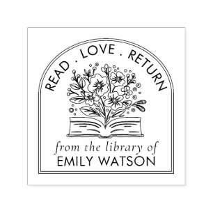 From The Library Of Personalized Botanical Book Self-inking Stamp