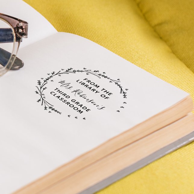 From The Library Of Personalized Greenery Wreath Self-inking Stamp (From The Library Of Personalized Greenery Wreath Self-inking Stamp)