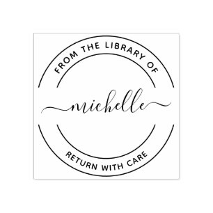 From The Library Of Script Rubber Stamp