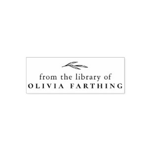 From The Library Of   Simple Elegant Botanical Self-inking Stamp