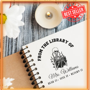 From The Library Of   Skull Vintage Book, Teacher Self-inking Stamp