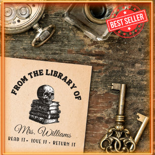 From The Library Of Skull Vintage Books Gothic Self-inking Stamp