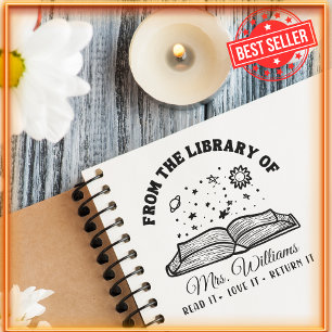 From The Library Of   Stars & Sun Book Teacher Self-inking Stamp