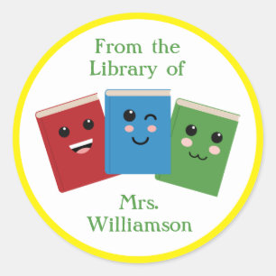From the Library of Teacher Name Personalized Clas Classic Round Sticker