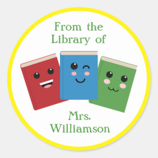 From the Library of Teacher Name Personalized Clas Classic Round Sticker