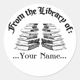 From the Library of Vintage Custom Bookplate Classic Round Sticker