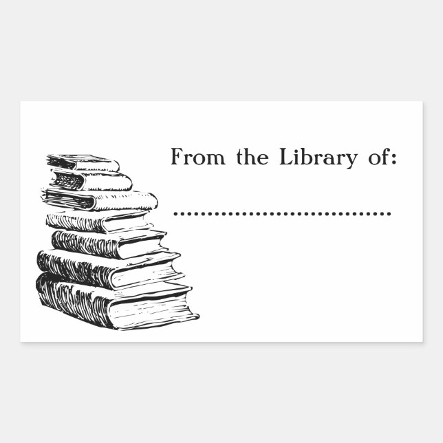 From the Library of Vintage Custom Bookplate Sticker (Front)