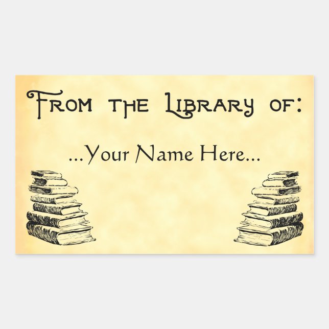 From the Library of Vintage Custom Bookplate Sticker (Front)