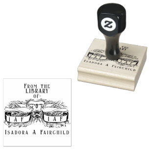From the Library of Vintage Doves Scrolls Rubber Stamp