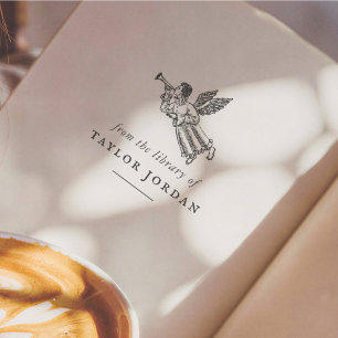 From The Library Of Vintage Messenger Angel Book Self-inking Stamp