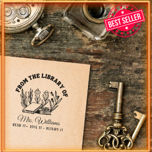 From The Library Of   Wild Flowers Teacher Book  Self-inking Stamp