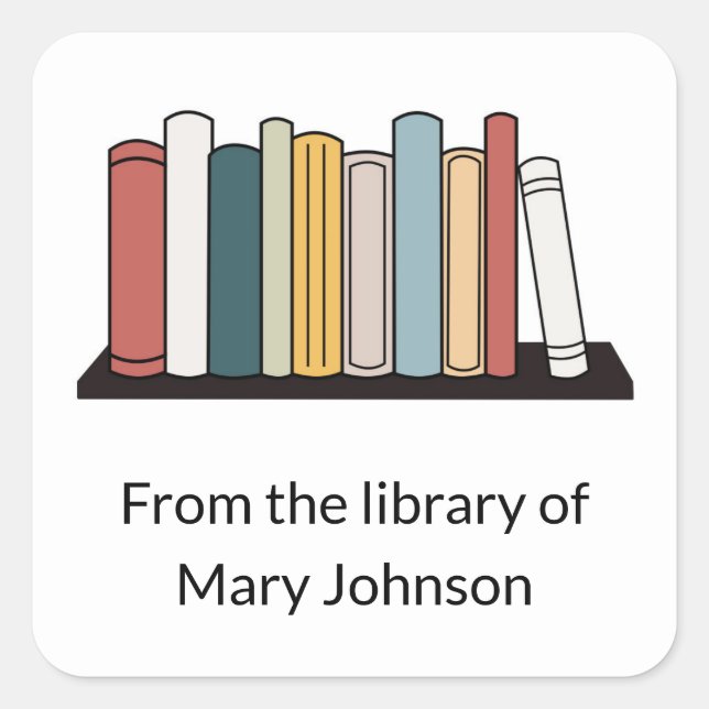 From the library of Your Name Books on Shelf Square Sticker (Front)