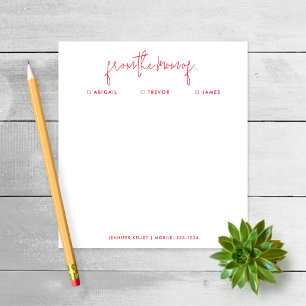 "From the Mom of" Note à l'école, Bloc-notes rouge