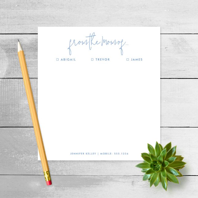 "From the Mom of" Note to School, Blue Notepad (Creator Uploaded)