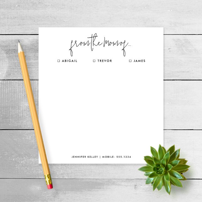 "From the Mom of" Note to School Notepad (Creator Uploaded)