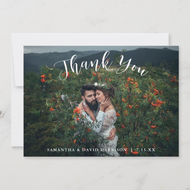From the Mountains | Wedding Thank You Flat Card (Front)