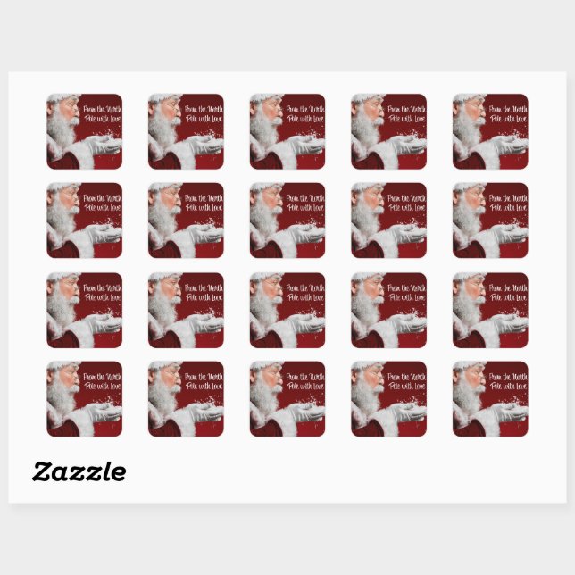 From the North Pole With Love - Santa Claus Square Square Sticker (Sheet)