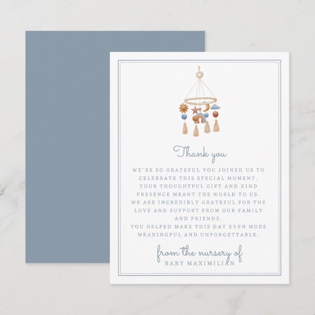 From the nursery of, watercolor mobile  invitation (Front/Back)