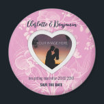 From the Pink Heart | Wedding | Save The Date Magnet<br><div class="desc">Make your wedding Save The Date extra special with our customizable magnet featuring a beautiful orchid flower background and a heart-shaped frame. Add your own photo to make it truly unique and personalized. With customizable text, you can make sure your guests get all the details they need for your special...</div>