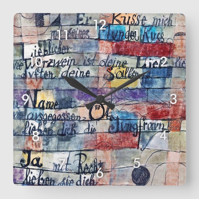 From the Song of Songs, Klee Square Wall Clock (Front)