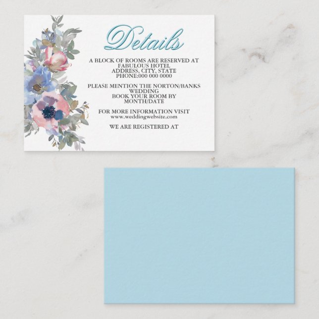 From the Tender Wedding Set in Spun Sugar Blue Enc Enclosure Card (Front/Back)