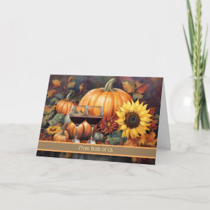 From the Two of Us Happy Thanksgiving Cute Wine Holiday Card