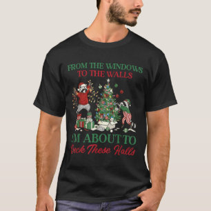 From The Windows To Deck These Halls Raccoon Xmas T-Shirt