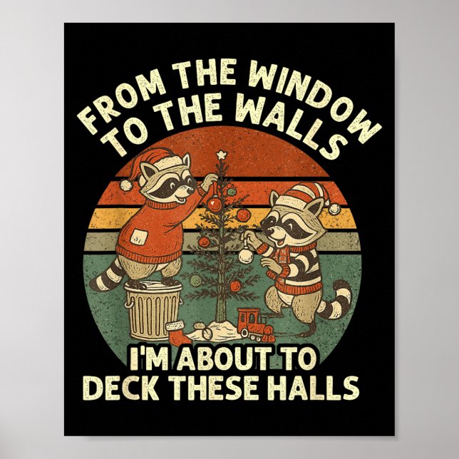 From The Windows To The Walls Funny Retro Raccoon  Poster (Front)