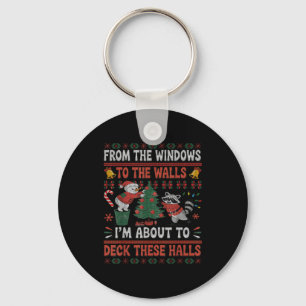 From The Windows To The Walls Raccoon Christmas Ug Keychain