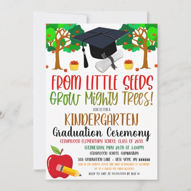 From Tiny Seeds Grow Mighty Trees Graduation  Invitation (Front)