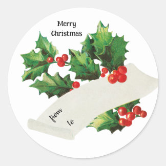 From To Holly Berries Merry Christmas Sticker