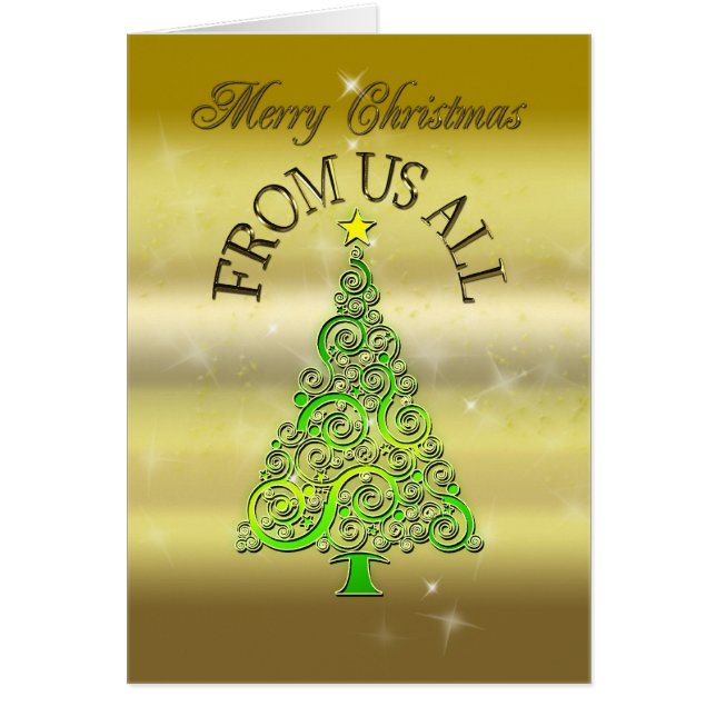 From us all, a gold effect Christmas card (Front)