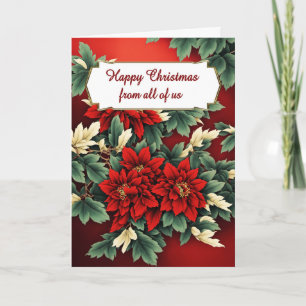 From Us All Christmas Poinsettias Holiday Card