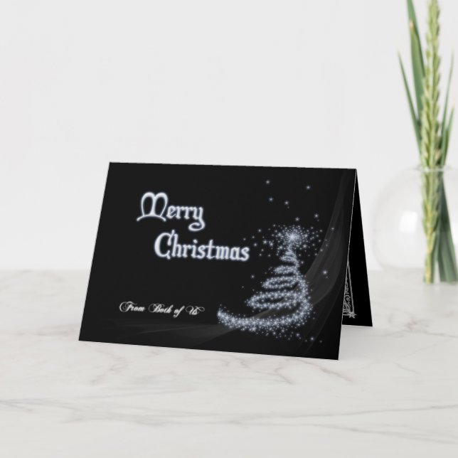 From us both, a Black and white Christmas card (Front)