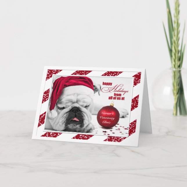 from Veterinary Office Christmas Bulldog Santa Hat Holiday Card (Front)