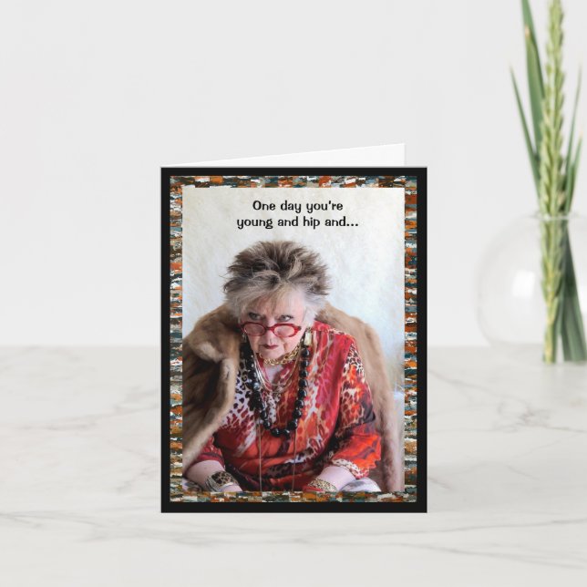 From young and hip to stretch pants card (Front)