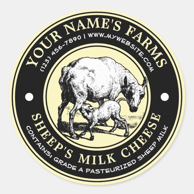 Fromage au lait de mouton Modèle Étiquette Vintage (Devant)
