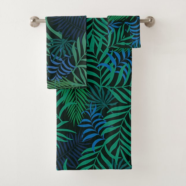 Frondes tropicales bleues et vertes de paume sur (En situation)
