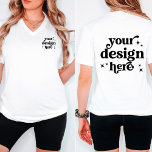 Front and Back Design Custom Logo V-Neck T-Shirt<br><div class="desc">This custom logo V-neck T-shirt is the perfect way to showcase your brand or team spirit in a personalized style. Designed with a front and back print option, it allows your company or team logo to stand out on both sides. Whether you're representing your business, promoting a team, or creating...</div>