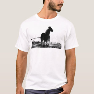 Front And Back Design Running Horse Mens T-Shirt