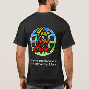 Front/Back Business Logo Dark Uniform Promotional T-Shirt