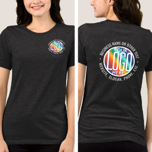 Front Back Custom Printed Company Logo Business Tri-Blend Shirt