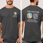 Front Back Custom Printed QR Code & Logo Business T-Shirt<br><div class="desc">Create your own custom printed company logo scannable tshirts for business promotional advertising or employee uniforms. To create your own QR code using the generator, simply type the website URL into the template. All wording is simple to personalize or delete. The colours, fonts and logo transparency are also easy to...</div>