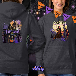 Front & Back Haunted House Monster Family Hoodie