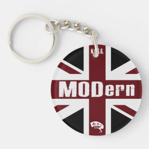 (front & Back) logo on chequerboard & MODern Keychain