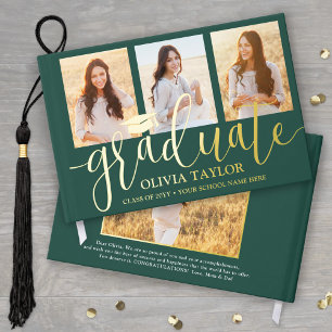 Front & Back Photos Graduation Green Keepsake Real Guest Book