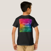 Front & Back Print Add Photo Text Kids Boys Basic T-Shirt (Back Full)