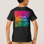 Front & Back Print Add Photo Text Kids Boys Basic T-Shirt (Back)